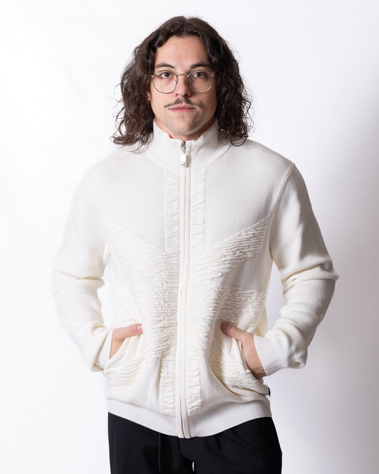Cardigan Richmond X full zip con particolare lavorazione nella parte frontale