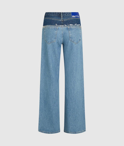 Jeans Karl Lagerfeld mid rise relaxed con borchie donna