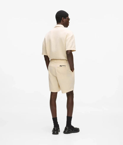 Bermuda Karl Lagerfeld Jeans effetto lino con ricamo uomo