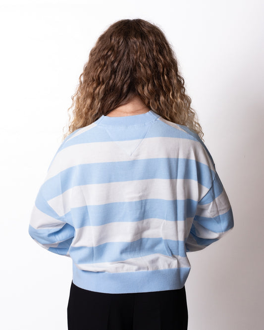 Cardigan Tommy Jeans a strisce con logo bandiera donna