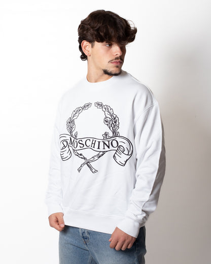 Felpa Moschino girocollo con ricamo logato "Laurel crown"