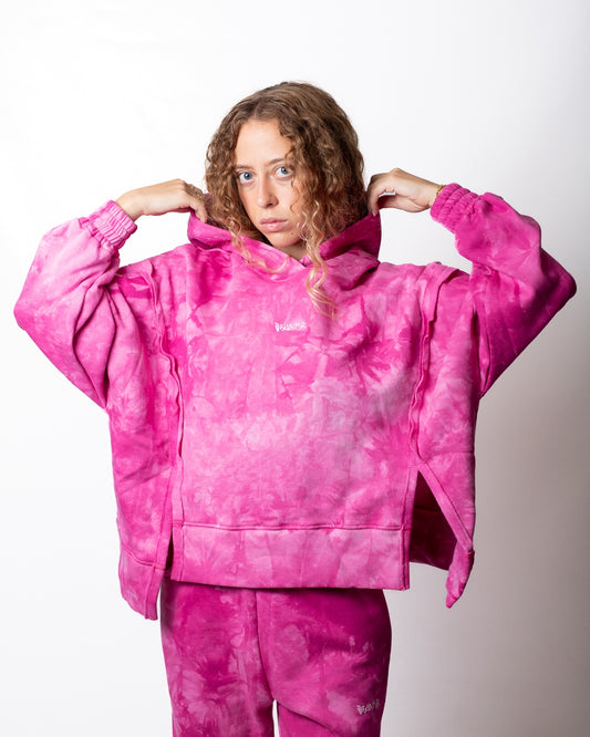 Felpa Disclaimer effetto tie dye con cappuccio e logo donna