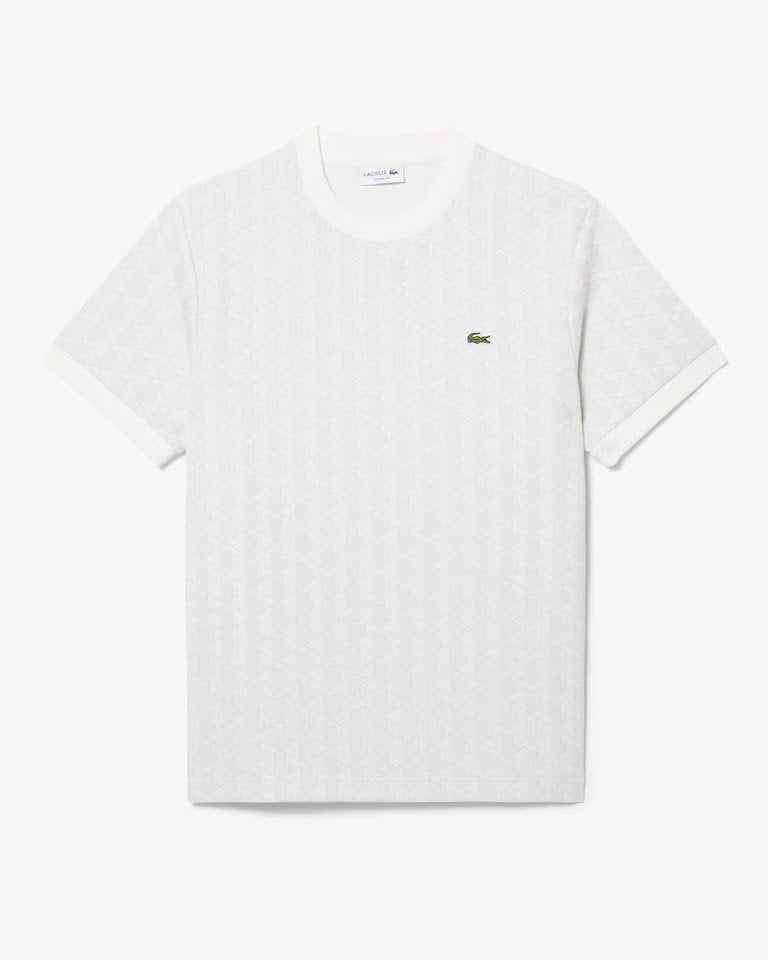 T-shirt Lacoste monogram con logo ricamato in rilievo