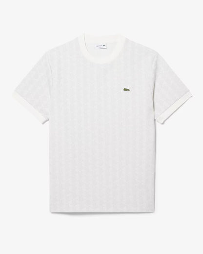 T-shirt Lacoste monogram con logo ricamato in rilievo