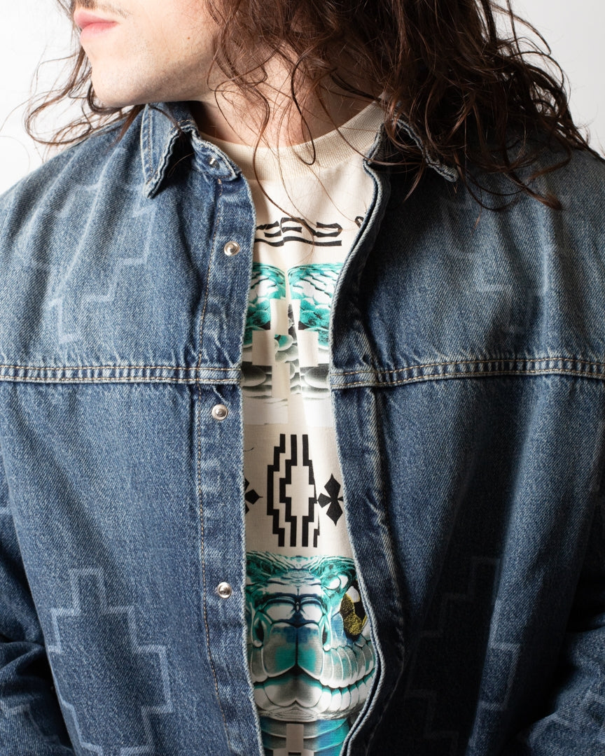 Camicia Marcelo Burlon in jeans "Logomania" uomo