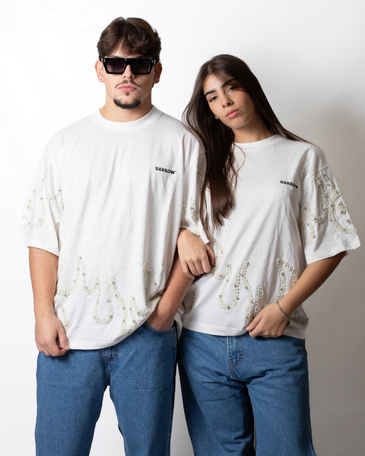 T-Shirt Barrow con perline e strass