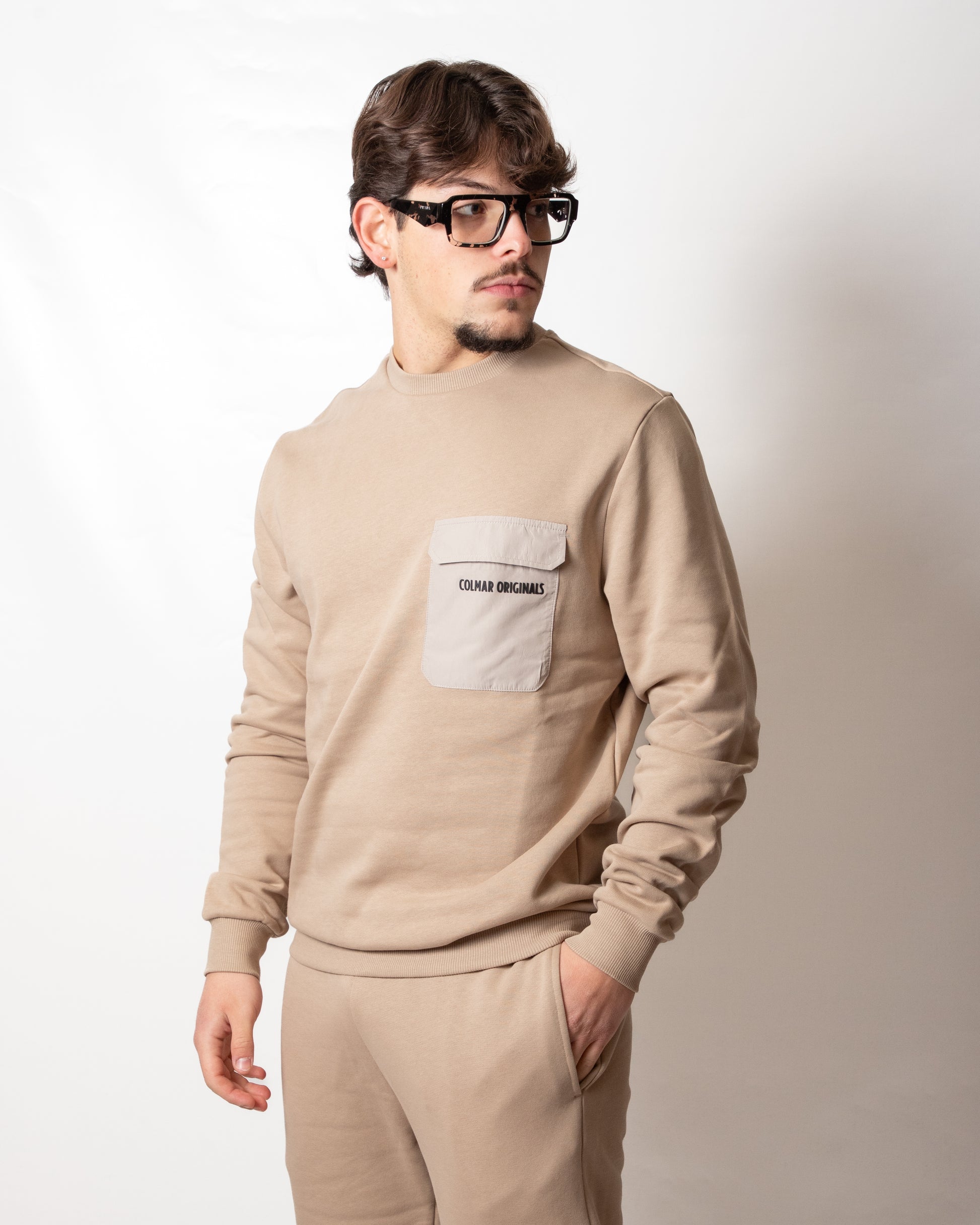 Felpa Colmar girocollo con tasca in nylon uomo