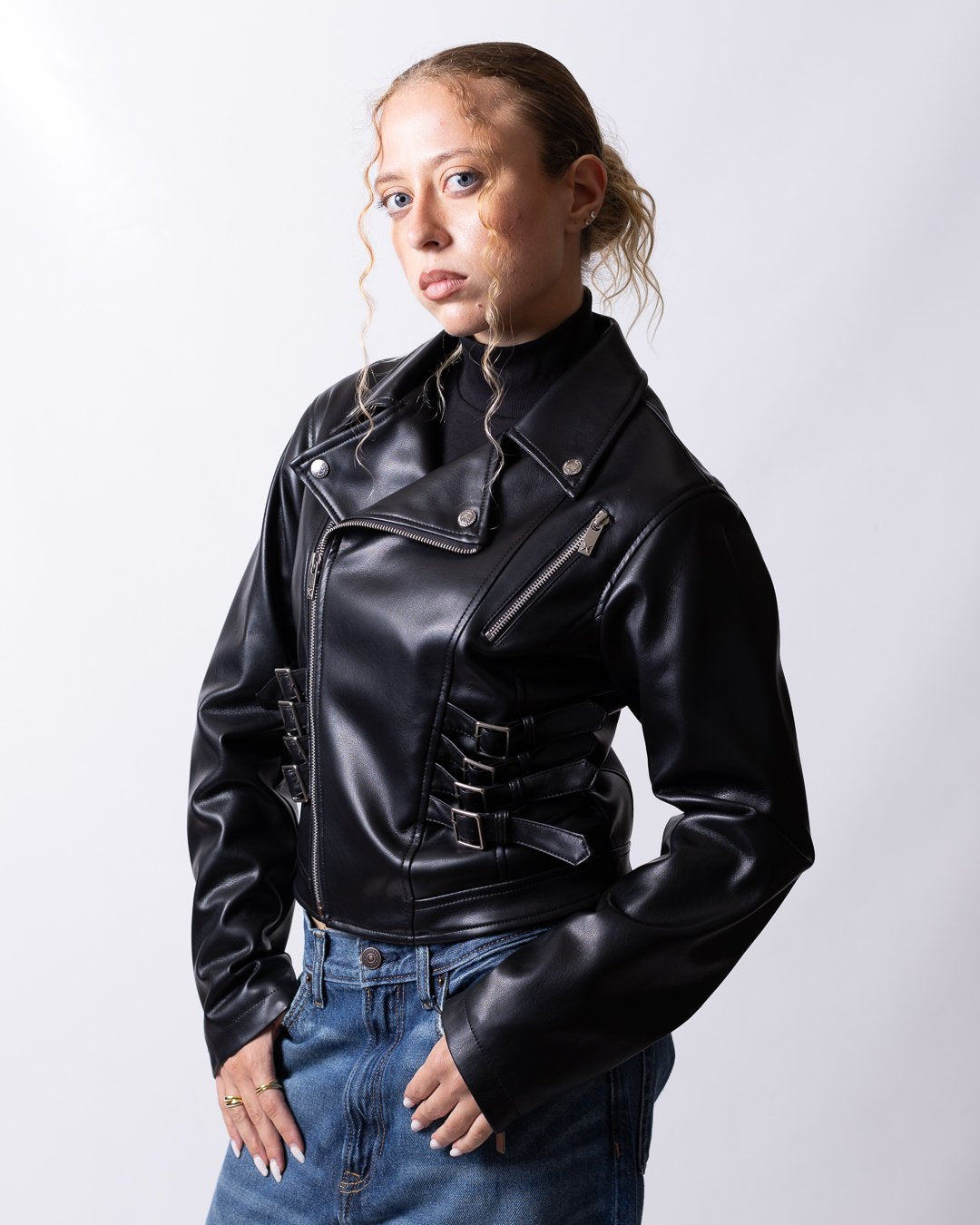 Giubbotto Richmond X biker in ecopelle con ganci donna