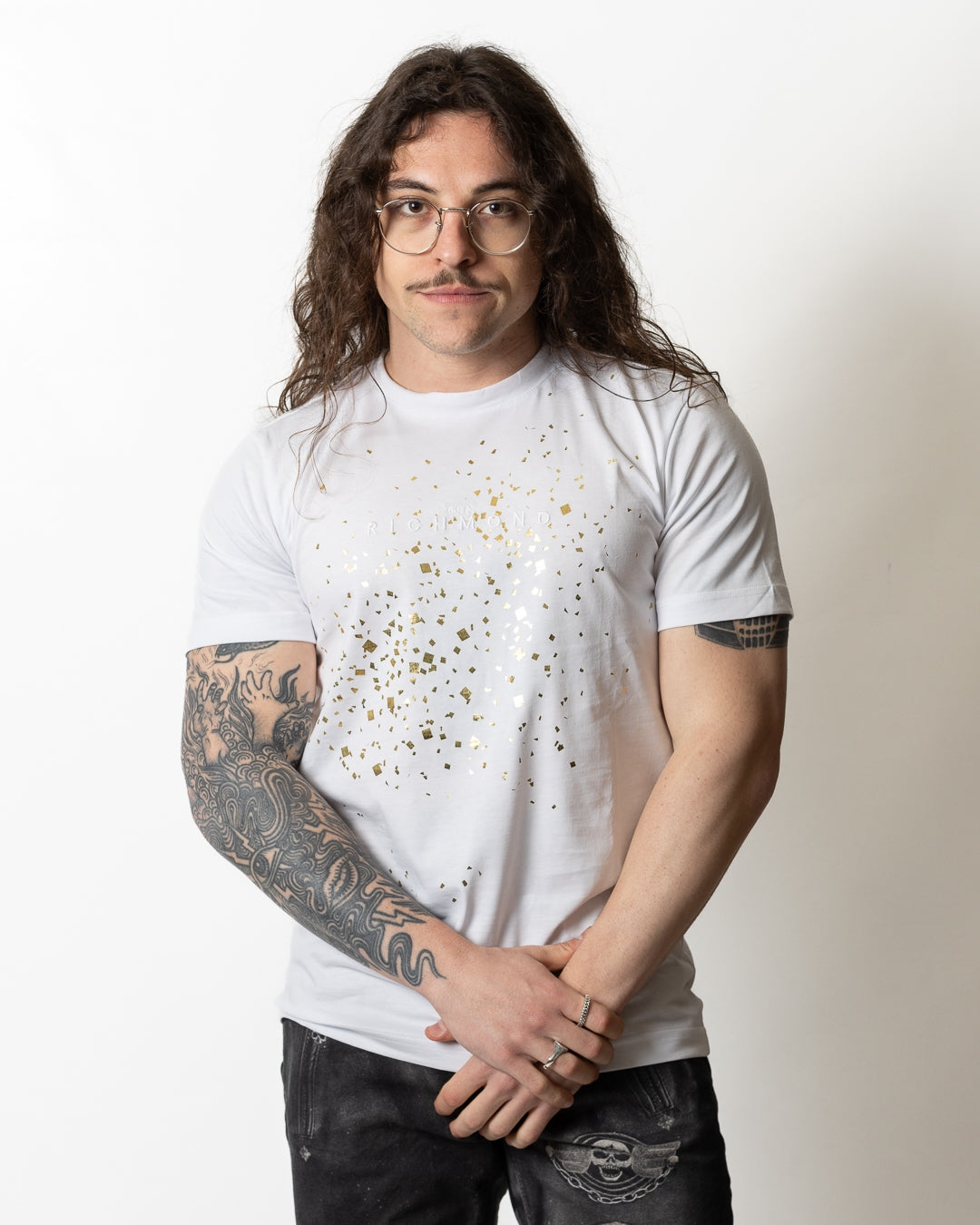 T-Shirt John Richmond con ricamo e stampa uomo