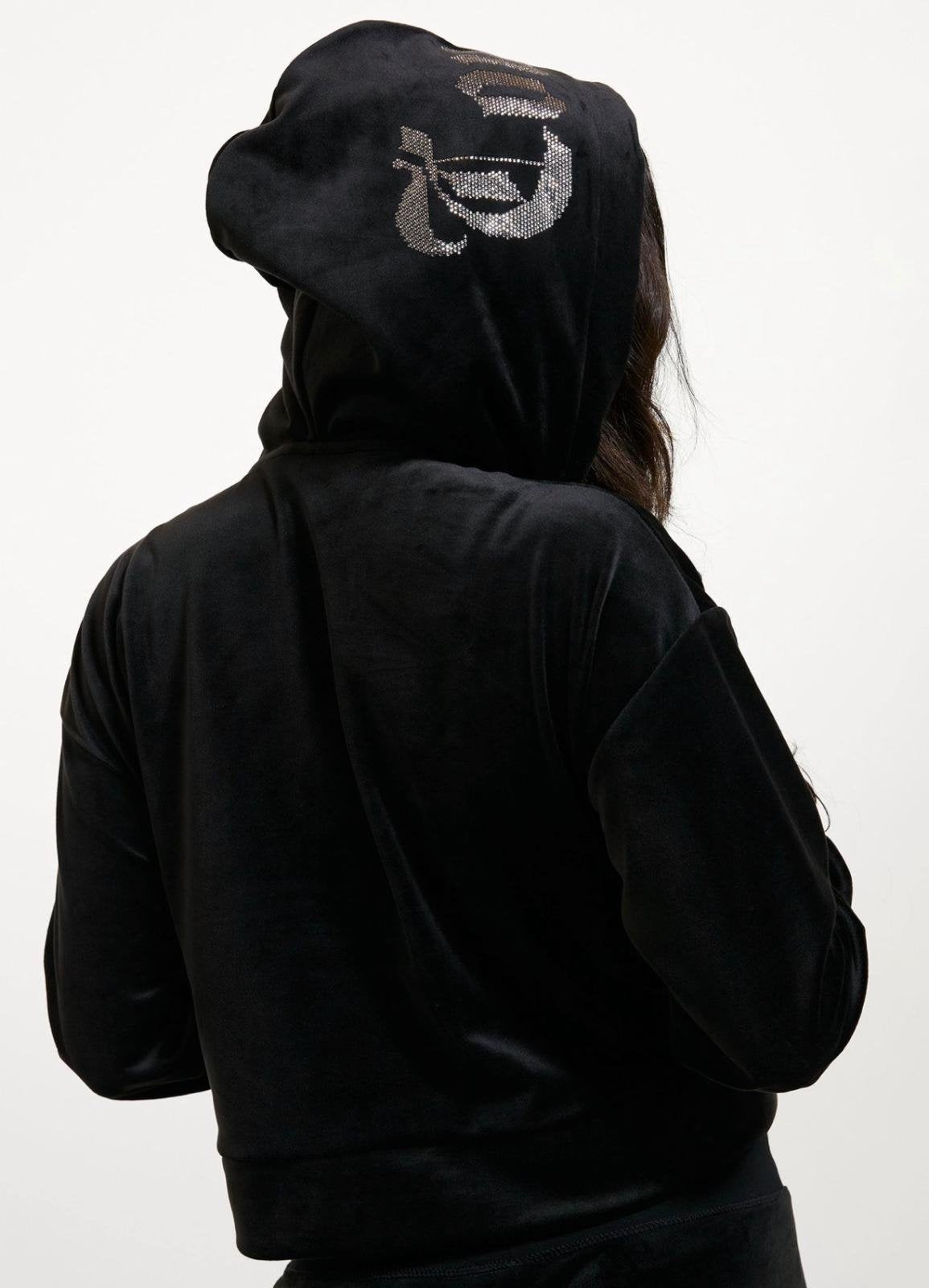 Felpa Juicy Couture full zip con cappuccio e logo strass