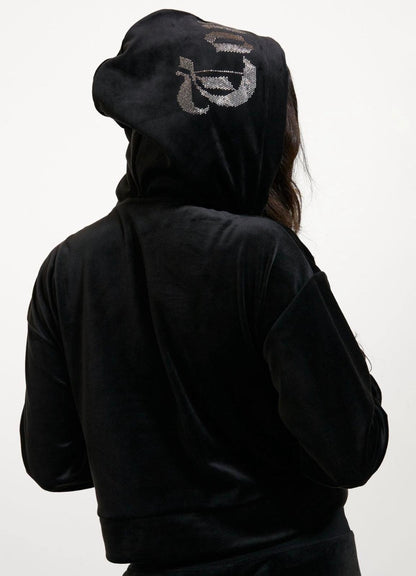 Felpa Juicy Couture full zip con cappuccio e logo strass