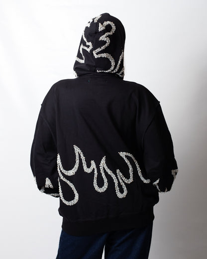 Felpa Barrow fullzip con cappuccio con perline e strass