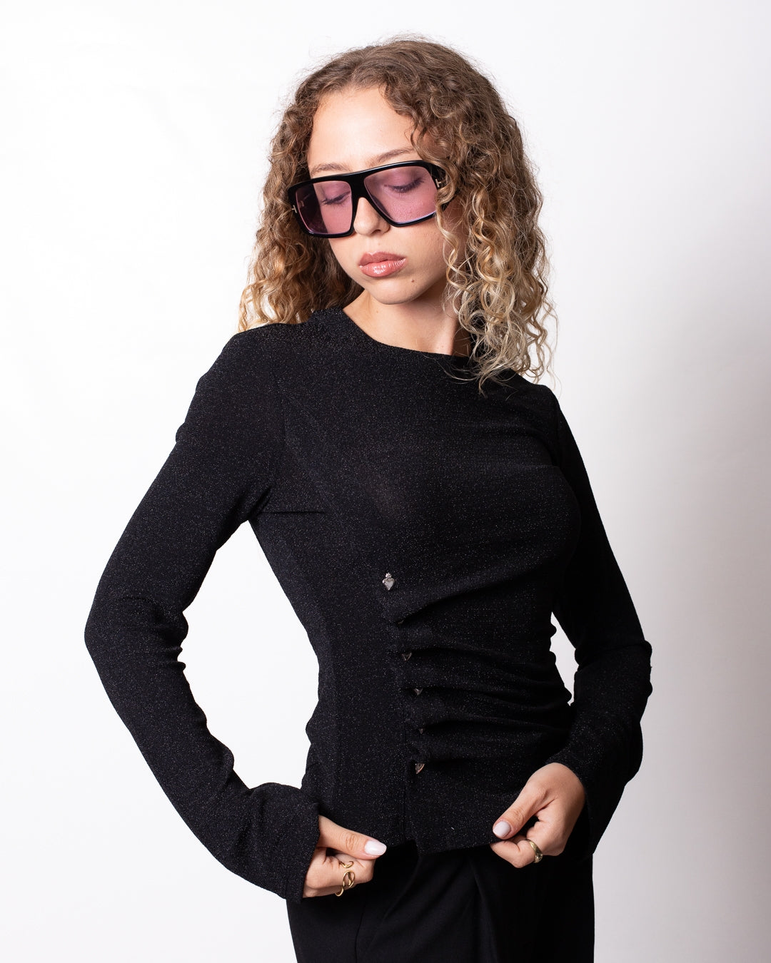 Maglia Richmond X glitterata con bottoni donna