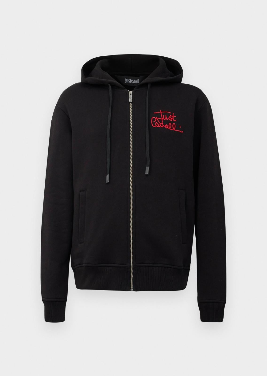 Felpa Just Cavalli fullzip con cappuccio "Corded Logo" uomo