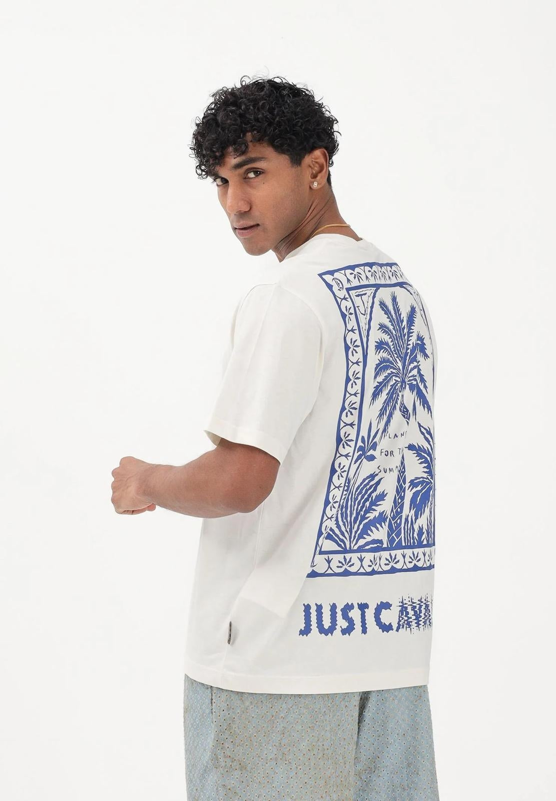 T-Shirt Just Cavalli girocollo con logo "Palm Stamp"  uomo
