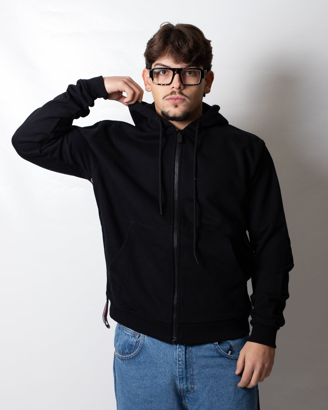 Felpa GCDS fullzip con cappuccio "Logo tape" uomo