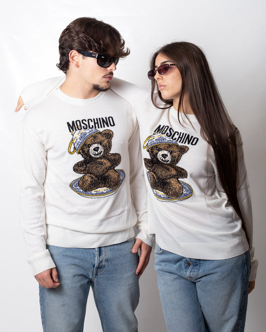 Maglia Moschino in lana con ricamo Teddy Bear
