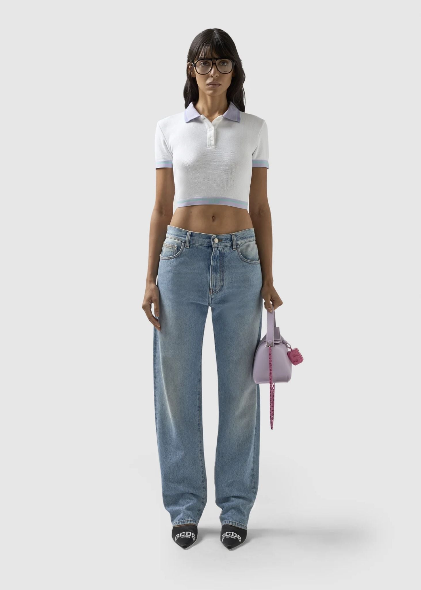 Polo GCDS Essentials cropped "Logo Tape" donna