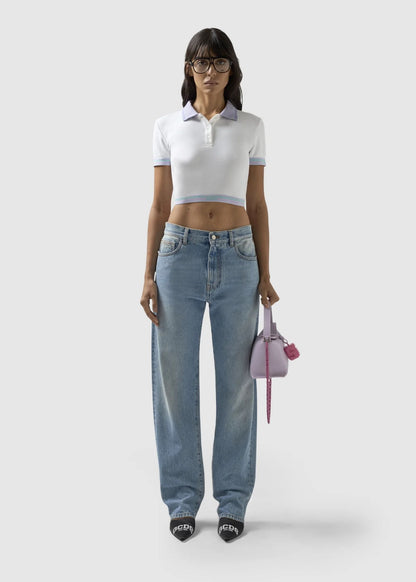 Polo GCDS Essentials cropped "Logo Tape" donna