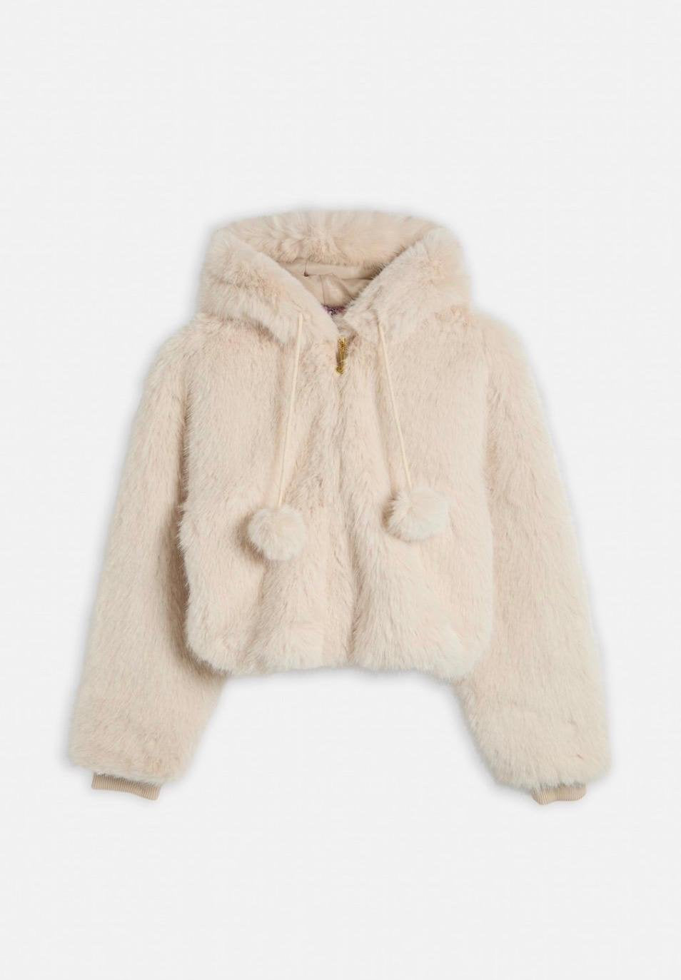 Eco pelliccia Juicy Couture con cappuccio e pompon