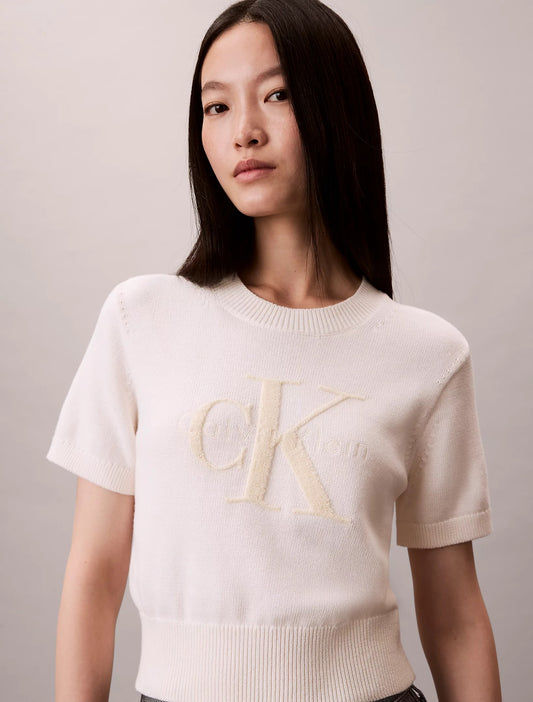 T-Shirt Calvin Klein in maglia con logo teddy donna