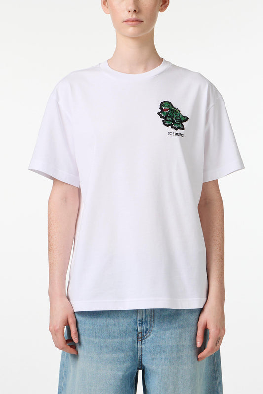 T-Shirt Iceberg con patch dinosauro donna