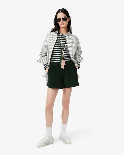 Bermuda Lacoste effetto velluto con bottoni donna