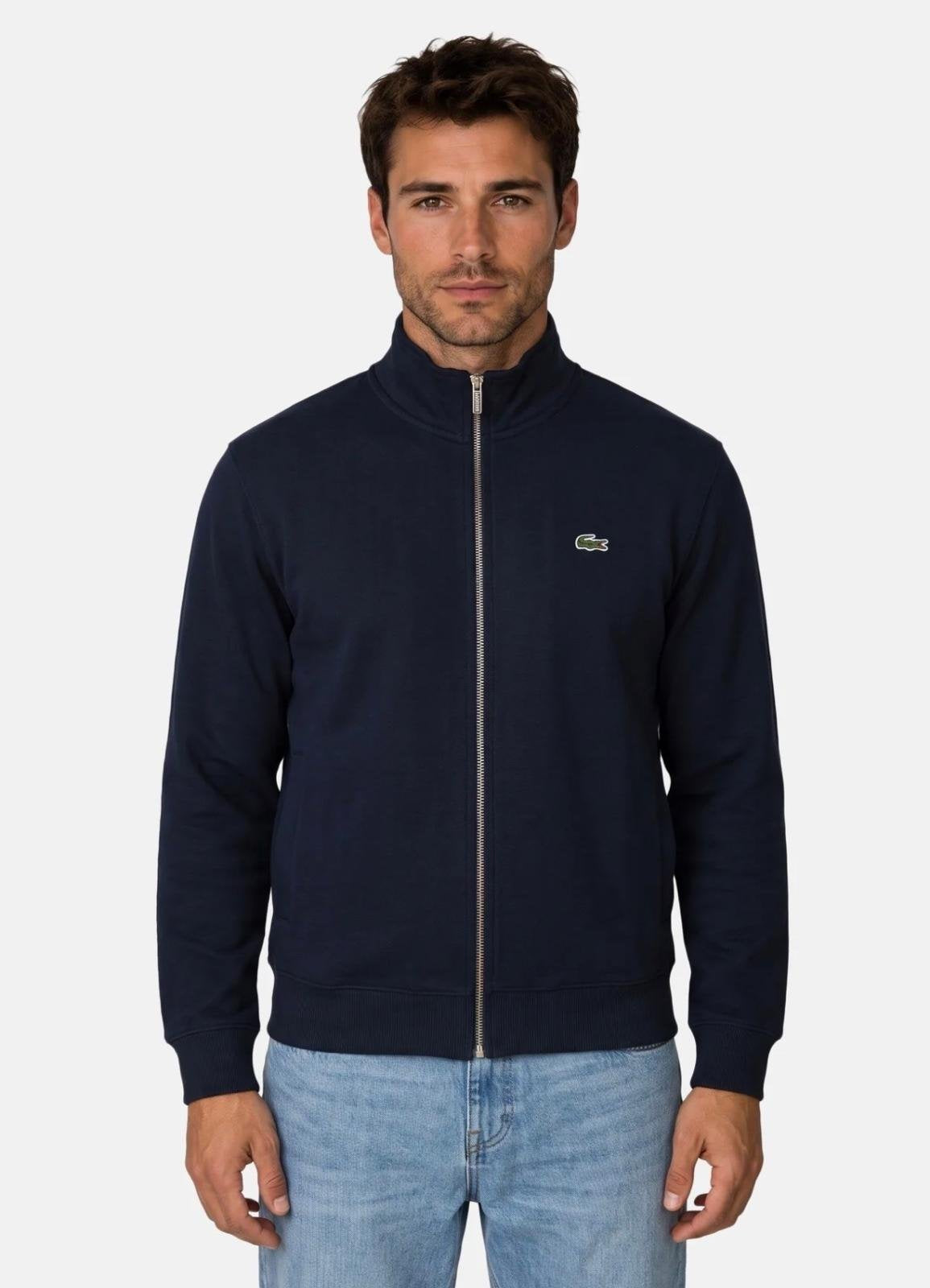 Felpa Lacoste full zip con logo ricamato