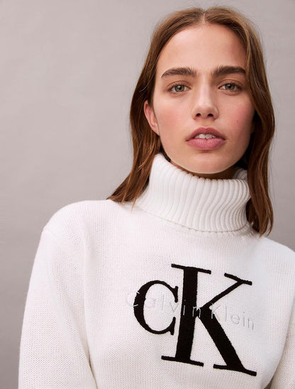 Maglia Calvin Klein dolcevita con logo in spugna donna