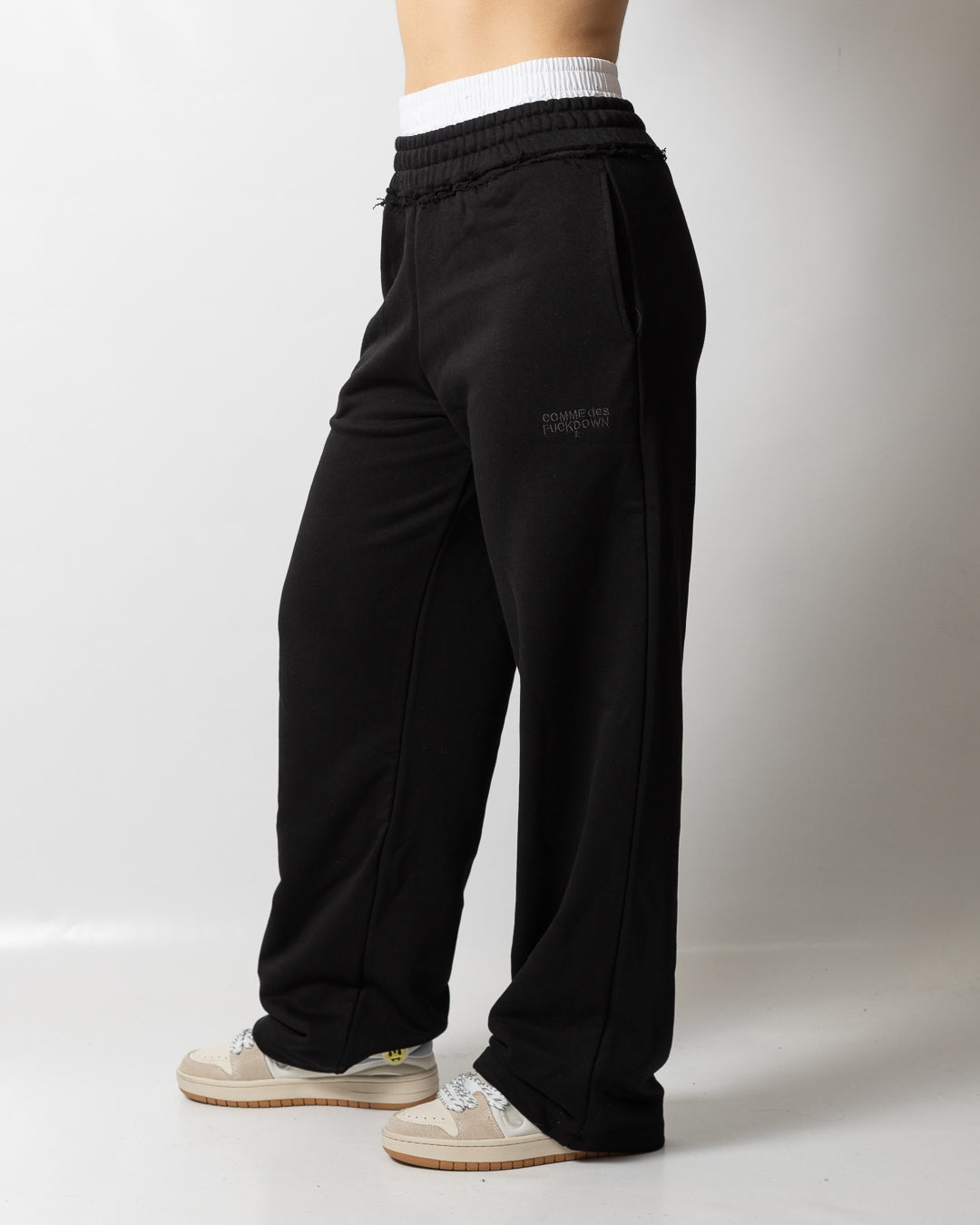 Pantalone Comme des Fuckdown in felpa con doppia fascia donna