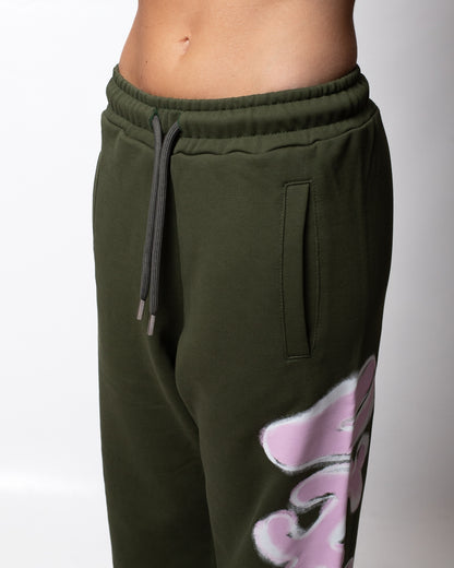 Pantalone Disclaimer in felpa con logo glitterato donna