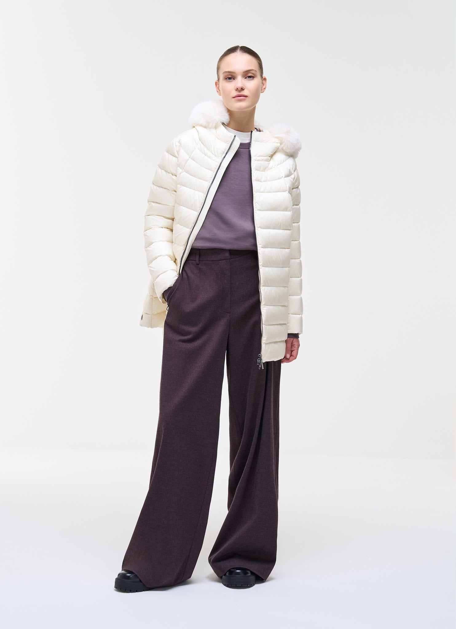 Piumino Colmar a trapezio con cappuccio e pelliccia sintetica donna