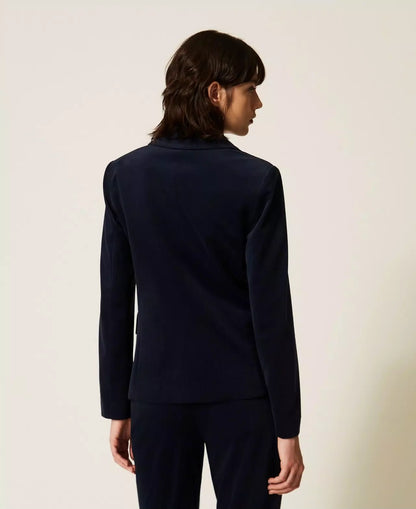 Giacca blazer Twinset Actitude doppiopetto in velluto donna