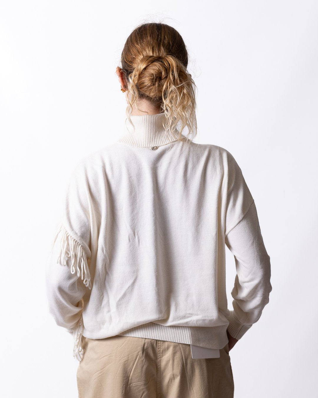 Maglia Twinset Actitude lupetto con frange donna