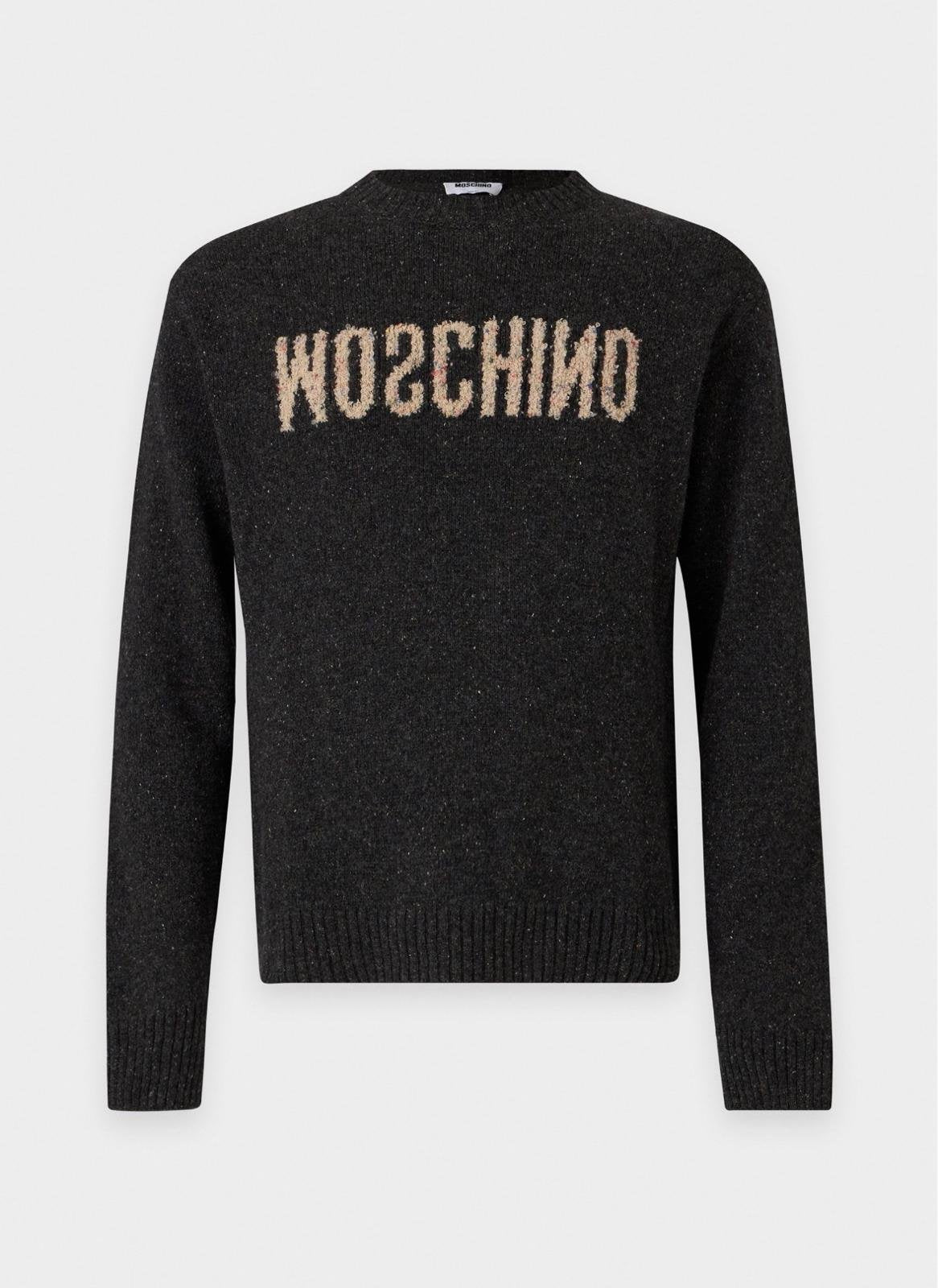 Maglia Moschino girocollo in misto lana "Logo Inside Out" uomo