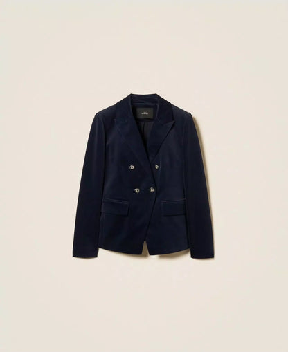 Giacca blazer Twinset Actitude doppiopetto in velluto donna