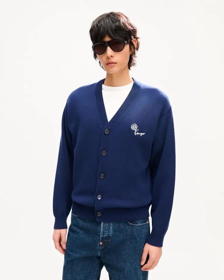 Cardigan Kenzo Paris in lana con maxi ricamo sul retro