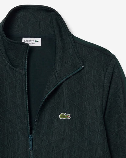 Felpa Lacoste con zip logata allover uomo