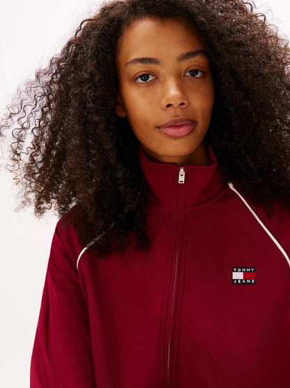 Felpa Tommy Jeans fullzip in acetato "Badge Track" donna