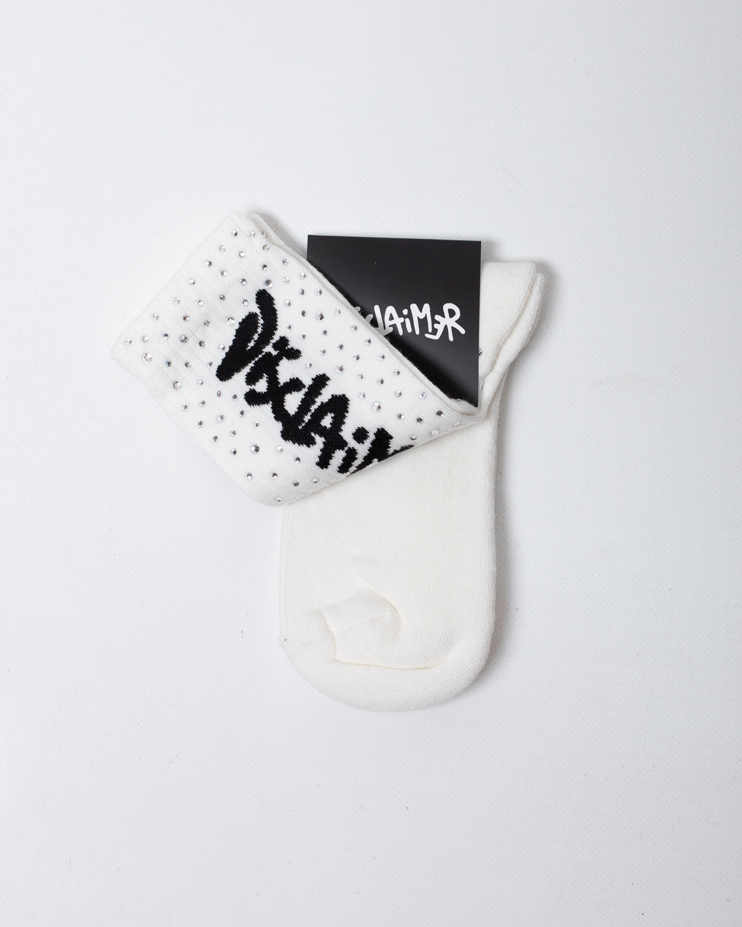 Calze Disclaimer in spugna con logo e strass