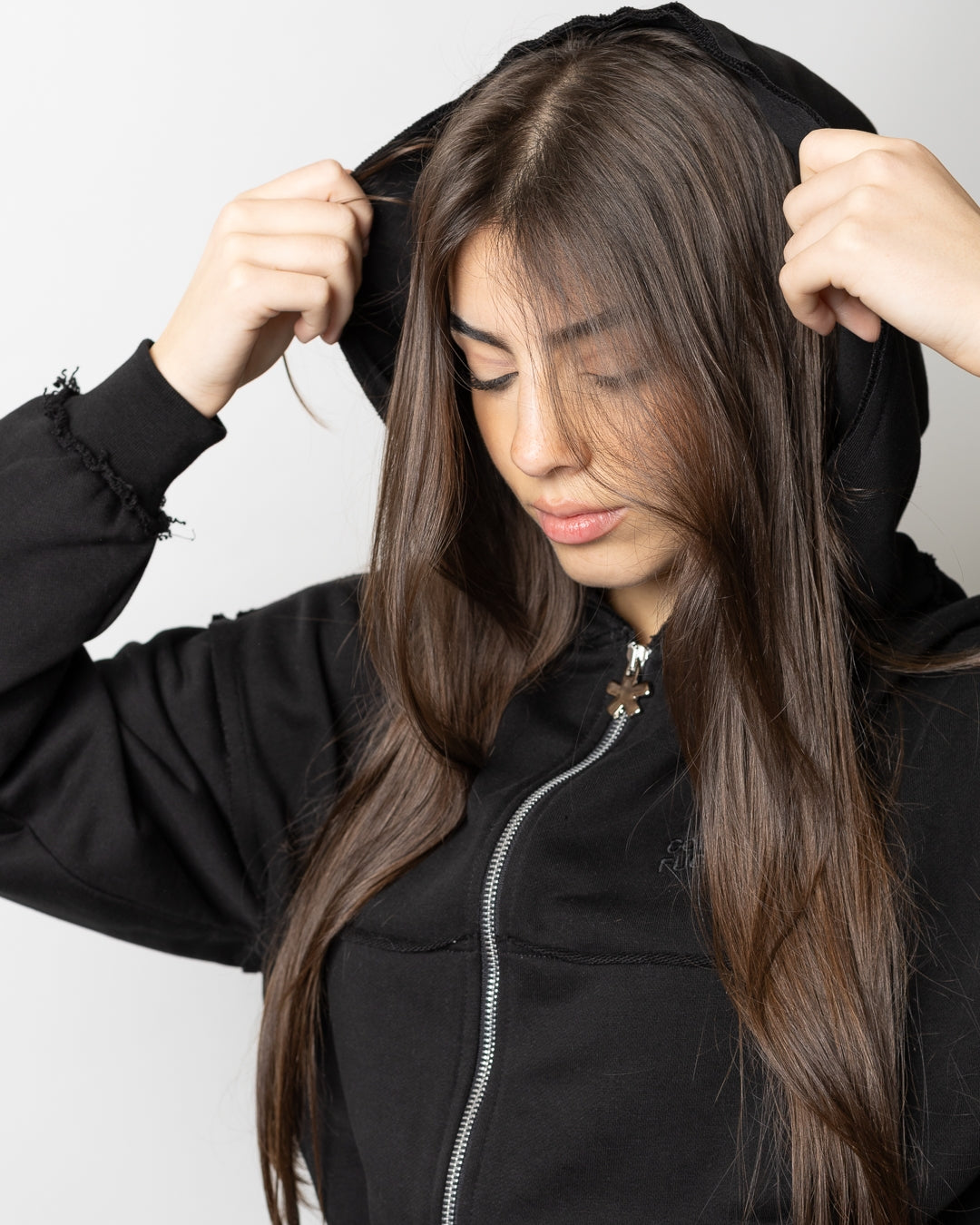 Felpa Comme des Fuckdown fullzip con cuciture a taglio vivo donna