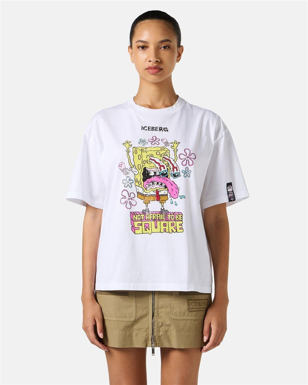 T-Shirt Iceberg X Spongebob con ricamo e stampa donna
