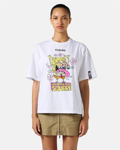 T-Shirt Iceberg X Spongebob con ricamo e stampa donna