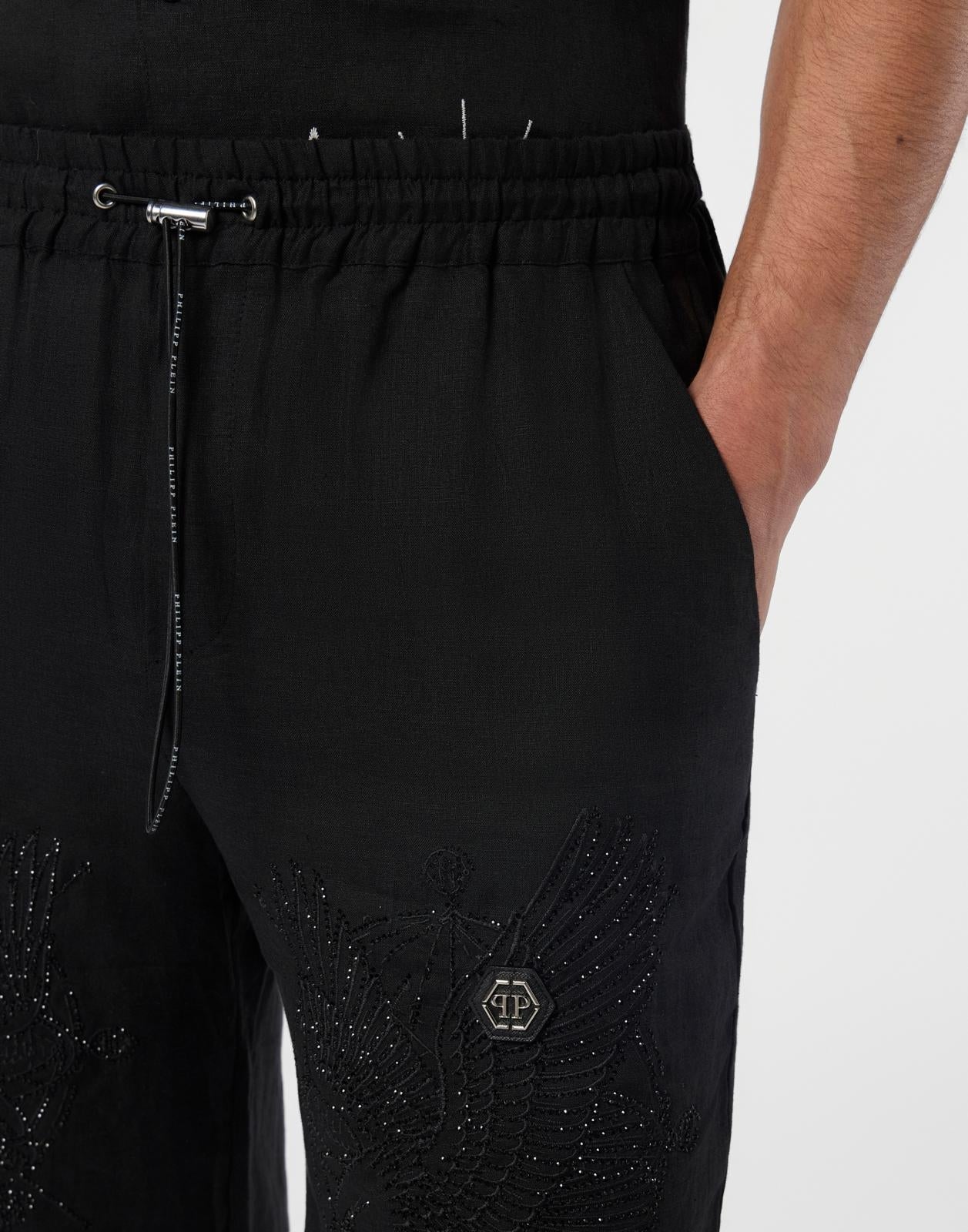 Short Philipp Plein in lino "Strass Tattoo" uomo