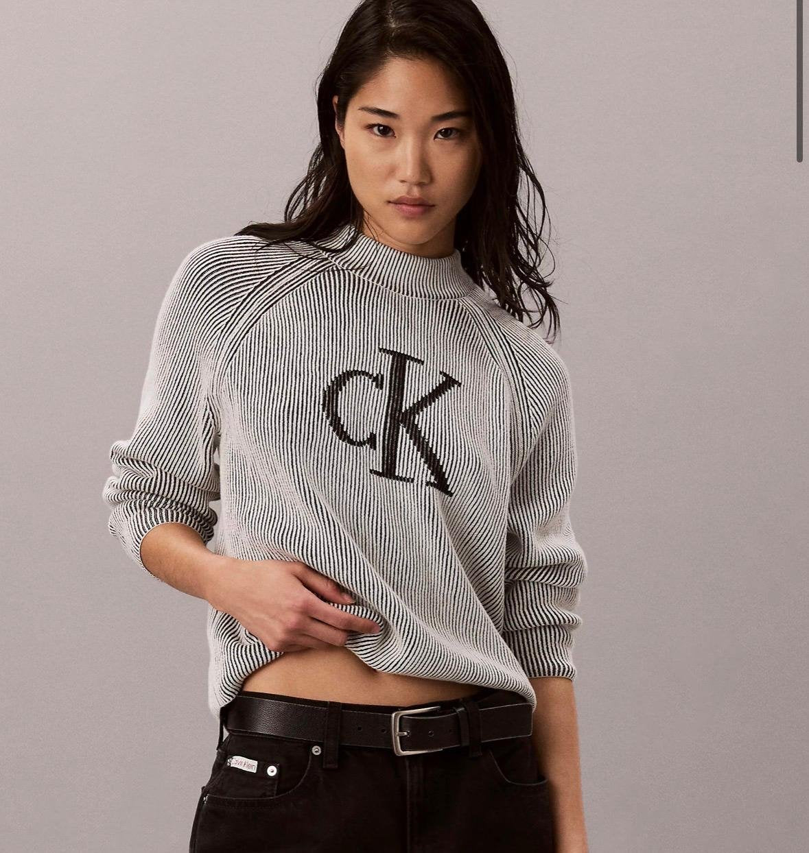 Maglia Calvin Klein Jeans con logo e costine a contrasto