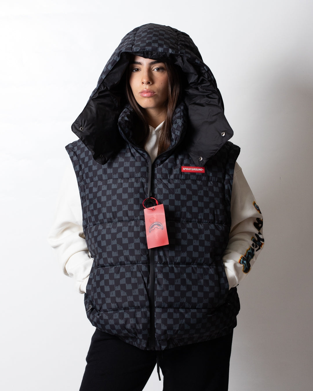 Giubbotto Sprayground puffer con cappuccio e maniche staccabili