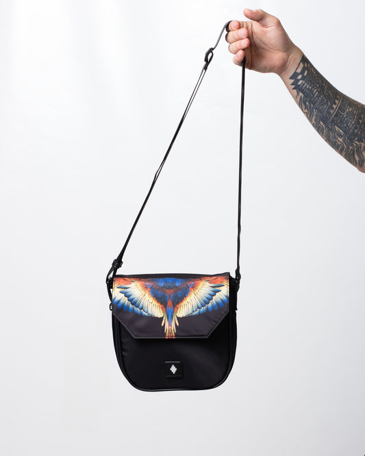 Borsa Marcelo Burlon in nylon con tracolla e logo wings colorfull