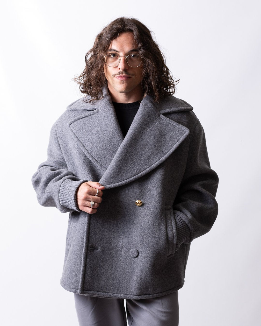 Cappotto Moschino doppiopetto in misto lana uomo