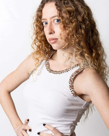 Canotta Richmond X in costina con gioielli donna