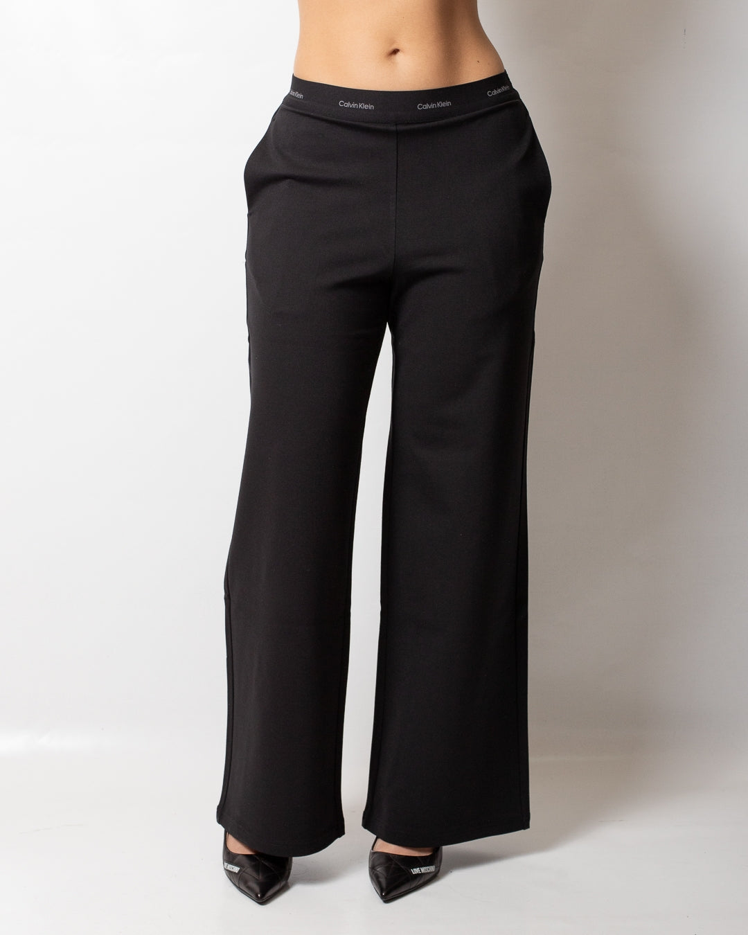 Pantalone Calvin Klein stretch a gamba larga donna
